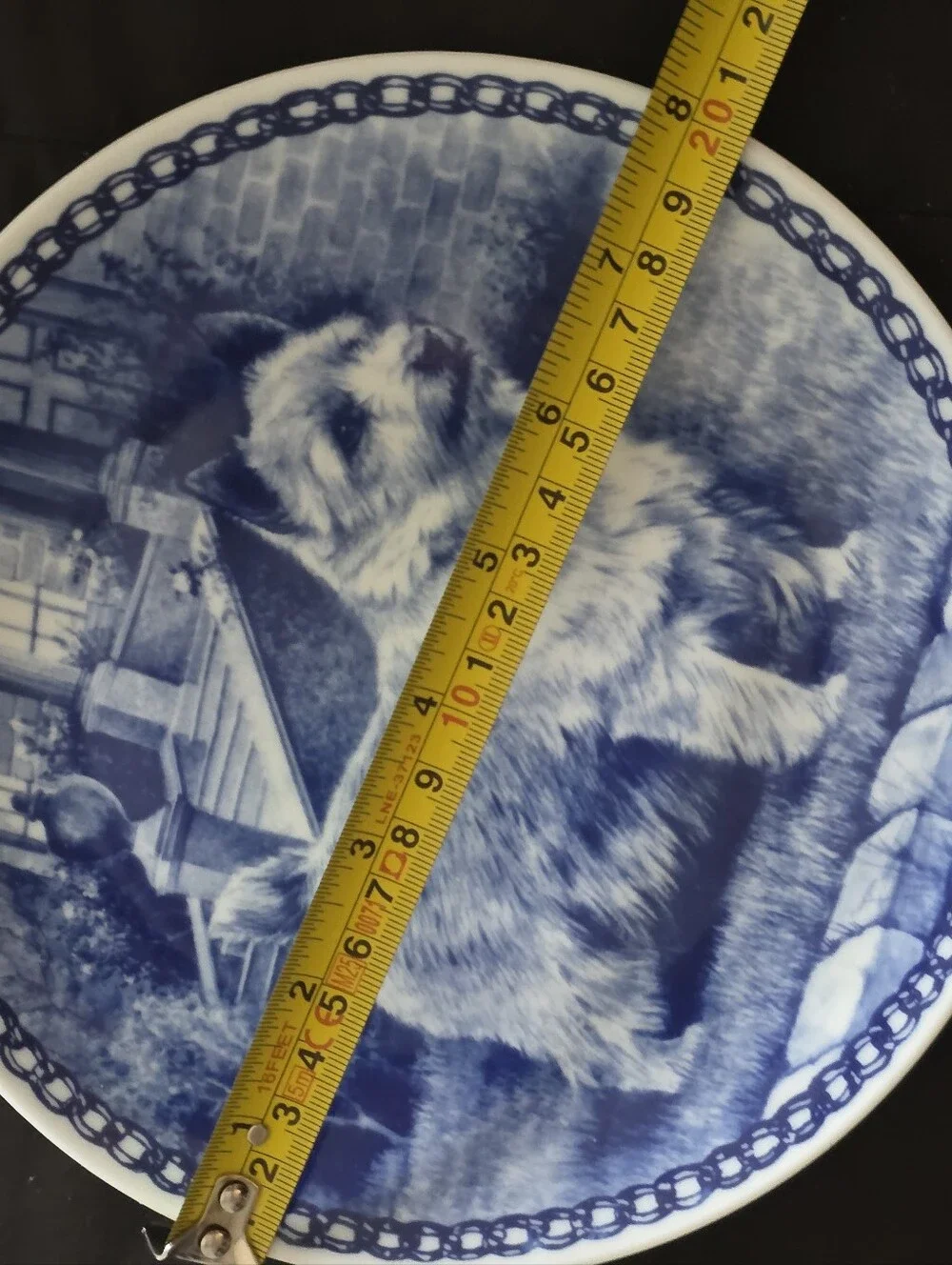 Lekven Design Denmark Norwich Terrier Decorative Wall Plate Blue White #7220 7.7